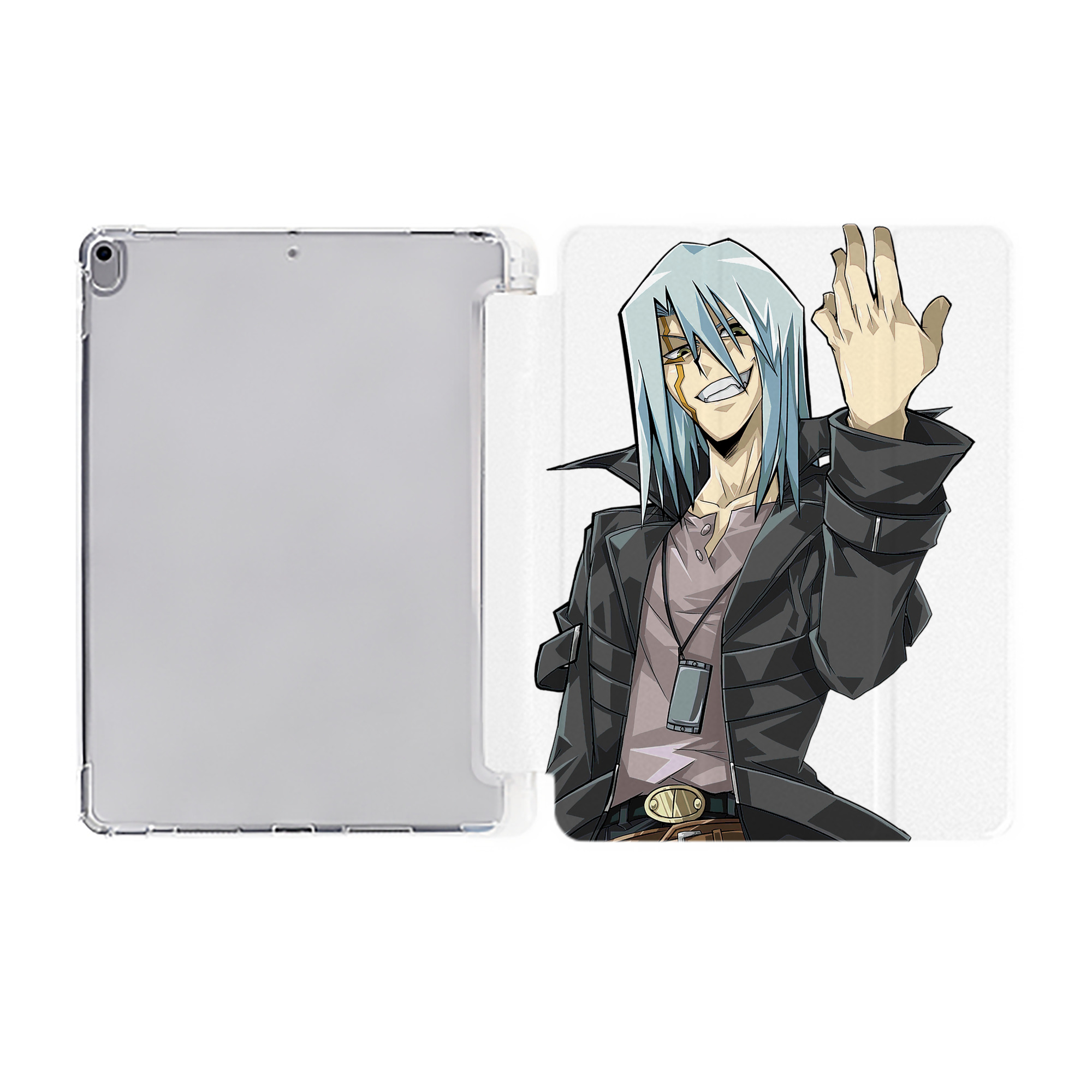 （画像用） 遊☆戯☆王 Yu-Gi-Oh! IPad ケース ペン収納付き 三つ折りスタンド PUレザー×シリコン 対応機種9.5/10.5/10.9インチ
